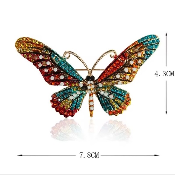 Monarch Blue Ombre Gold Butterfly Brooch - Picture 4 of 6